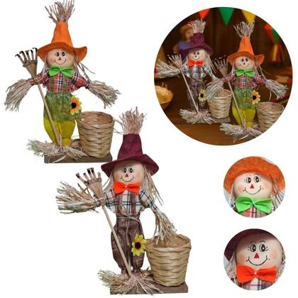 Imagem de Espantalho Junino Decorativo com Cesto e Rastelo - 30cm