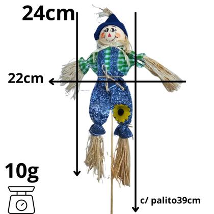 Imagem de Espantalho Palha Decoração Festa Junina 39cm c/palito 70637