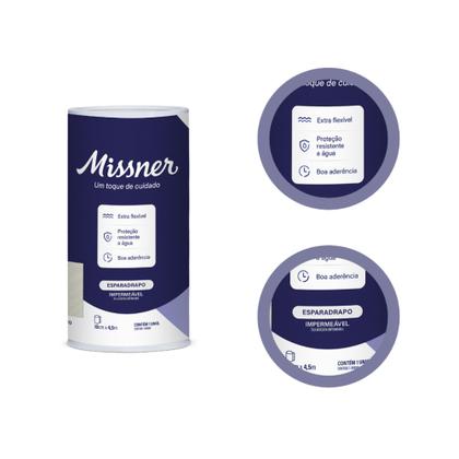 Imagem de Esparadrapo Impermeável Branco 10cm x 4,5m Missner - Kit com 2 Unidades