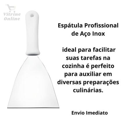 Imagem de Espátula Inox Reta Lanche Chapeira Cozinha