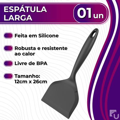 Imagem de Espátula Larga De Silicone Maciço Ovos Omeletes Panquecas Pizza BPA Livre Cozinha