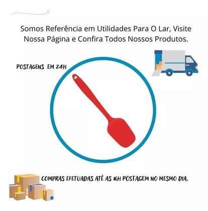 Imagem de Espátula Lisa Reta Reforçada Silicone 28cm Colher Pão Bolo Cozinha Vermelho Decoração Confeitaria