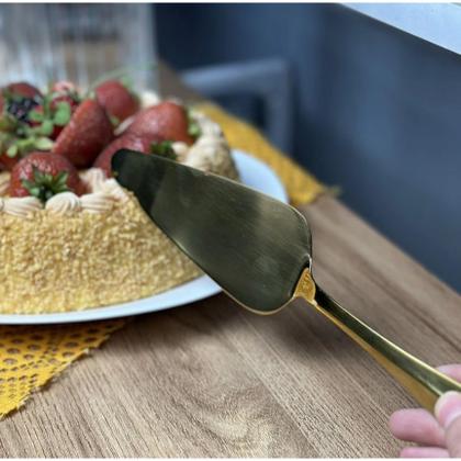 Imagem de Espátula Para Bolo Torta Aço Inox Positano Lisa 25cm Dourada