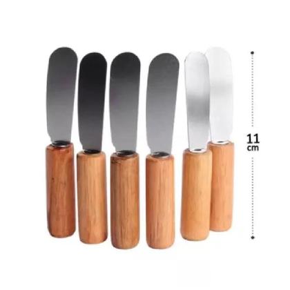 Imagem de Espátula Para Patê Aço Inox e Madeira 11cm 6 Peças
