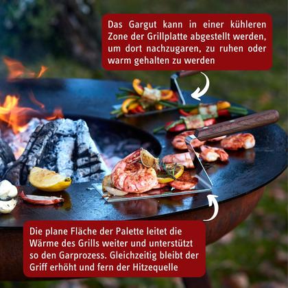 Imagem de Espátula Plancha triangular com alça de madeira de nogueira de 15 cm