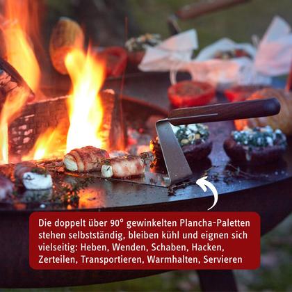 Imagem de Espátula Plancha triangular com alça de madeira de nogueira de 15 cm