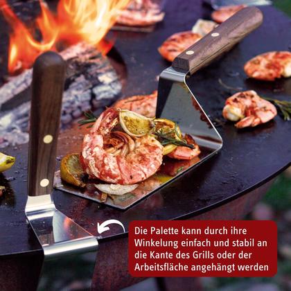 Imagem de Espátula Plancha triangular com alça de madeira de nogueira de 15 cm