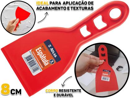 Imagem de Espátula Plástica 8cm Para Raspagem De Tinta Aplicação De Gesso Massa Corrida Rejunte Papel De Parede