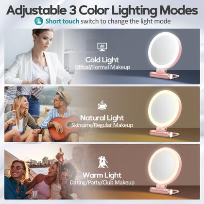 Imagem de Espejo de aumento B Beauty Planet 30X con luz, color oro rosa