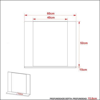 Imagem de Espelheira Banheiro 1 Prateleira 60x54x15,6cm Mármore Lunar