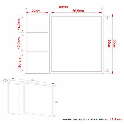 Imagem de Espelheira Banheiro Flex 80cm 1 Porta Multimóveis CR10116