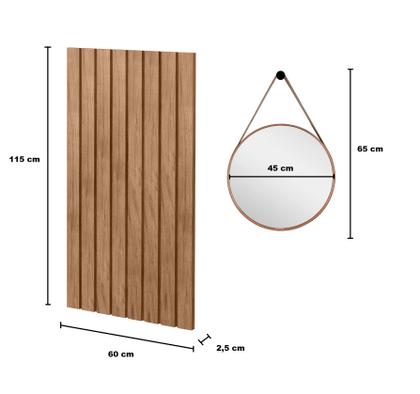 Imagem de Espelheira p/ Banheiro Painel Ripado 60 cm com Espelho