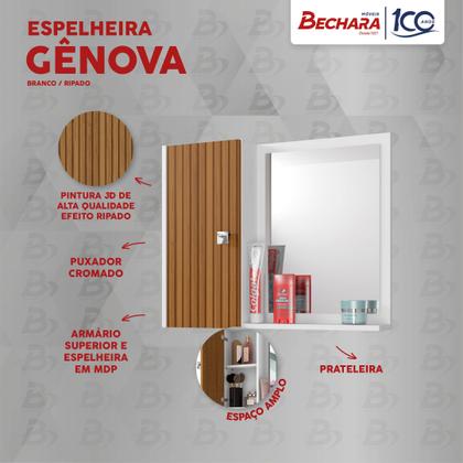 Imagem de Espelheira para Banheiro 1 Porta 2 Prateleiras Gênova