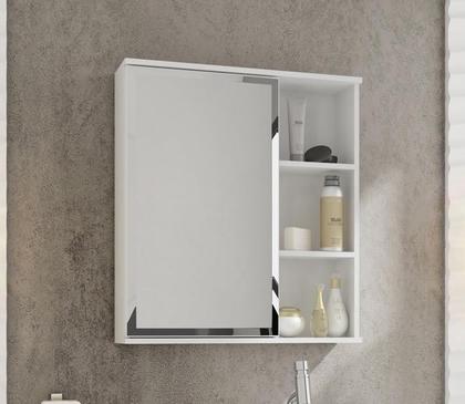 Imagem de Espelheira para Banheiro 1 Porta e Prateleiras Branco - MGM