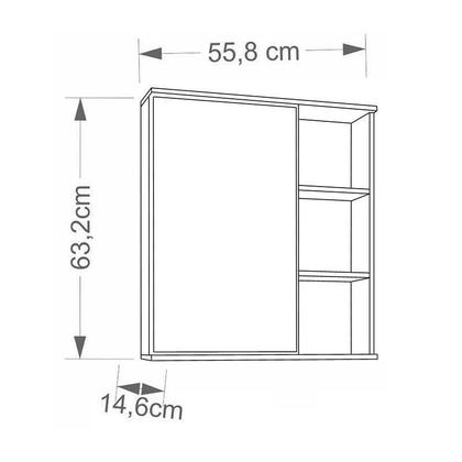 Imagem de Espelheira para Banheiro 1 Porta e Prateleiras Branco - MGM