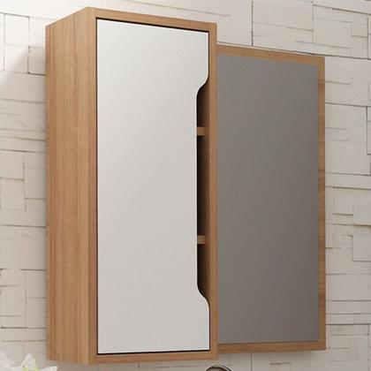 Imagem de Espelheira Para Banheiro 60 cm 1 Porta BN3648 Amendoa Branco Tecno Mobili