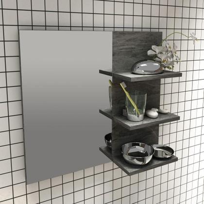 Imagem de Espelheira para Banheiro BN3608 Tecnomobili 3 Prateleiras Mármore Lunar
