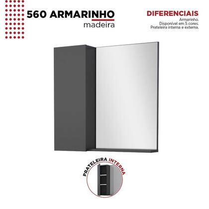 Imagem de Espelheira para Banheiro com Armário Preto