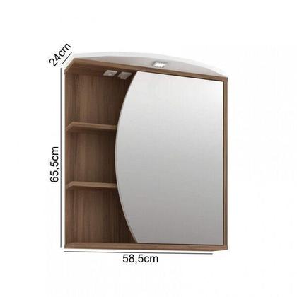 Imagem de Espelheira para Banheiro com LED 1 Porta 3 Prateleiras Duna Branco