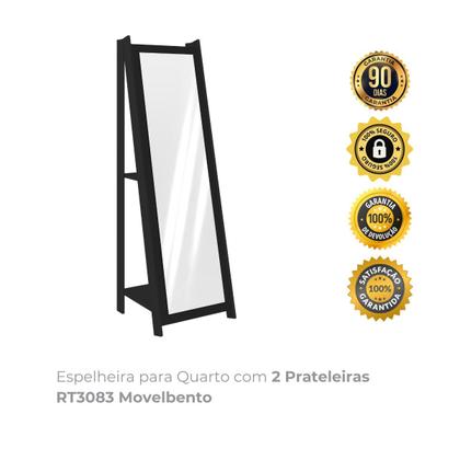 Imagem de Espelheira para Quarto com 2 Prateleiras RT3083 Movelbento