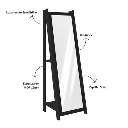 Imagem de Espelheira para Quarto com 2 Prateleiras RT3083 Movelbento