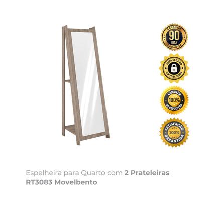 Imagem de Espelheira para Quarto com 2 Prateleiras RT3083 Movelbento