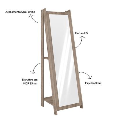 Imagem de Espelheira para Quarto com 2 Prateleiras RT3083 Movelbento