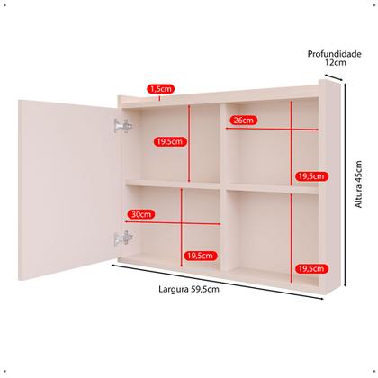 Imagem de Espelheira Parede Organizadora Armário Prateleira Multiuso Porta Itens Higiene Espelho Luxo Banheiro