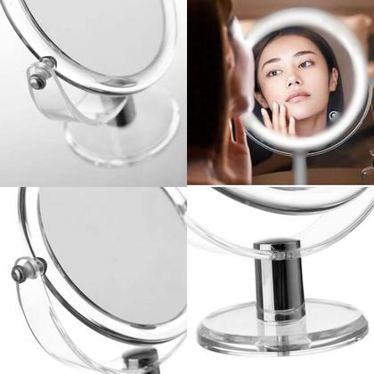 Imagem de Espelho  2 Lados Duplo com Suporte Giratório Rotação 18X13