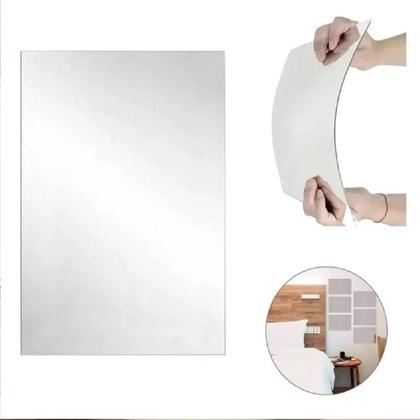 Imagem de Espelho Adesivo Acrílico 35x50cm Decoração Sem Furos Parede
