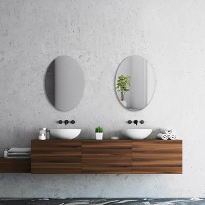 Imagem de Espelho Adesivo Acrilico Oval 30x20cm Boa Nitidez Decorativo Sala Banheiro