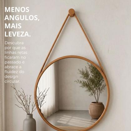 Imagem de Espelho Adnet 60cm Redondo Decorativo Com alça Com Suporte