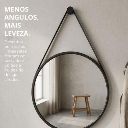 Imagem de Espelho Adnet 60cm Redondo Decorativo Com alça Com Suporte