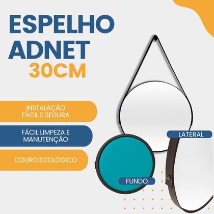 Imagem de Espelho Adnet Redondo 30cm Kit com 2 unidades para Banheiro Quarto Sala
