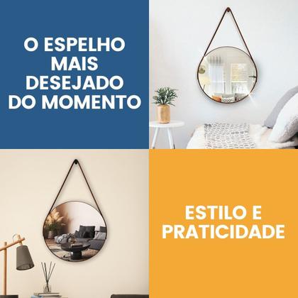 Espelho Adnet Redondo 60cm com Alça e Suporte para Escritório Banheiro Hall - Outlet Dos Espelhos Imagem de Espelho Adnet Redondo 60cm com Alça e Suporte para Escritório Banheiro Hall