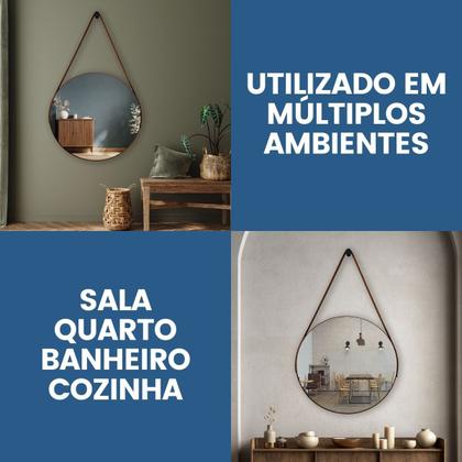 Espelho Adnet Redondo 60cm com Alça e Suporte para Escritório Banheiro Hall - Outlet Dos Espelhos Imagem de Espelho Adnet Redondo 60cm com Alça e Suporte para Escritório Banheiro Hall