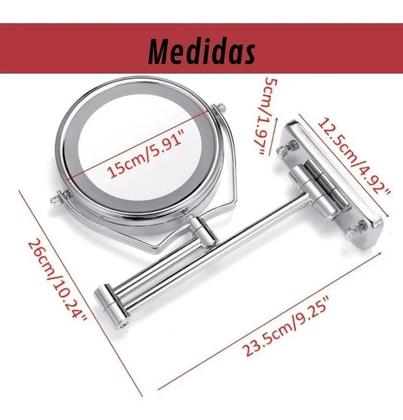 Imagem de Espelho Articulado Giratório Com Luz Led Zoom Aumento 5x Top JM315