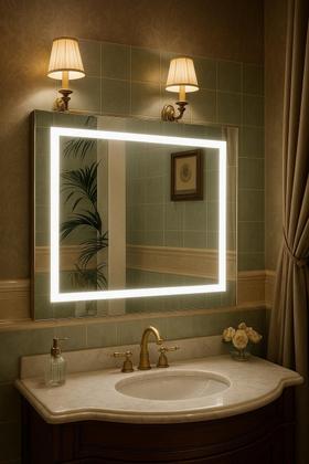 Imagem de Espelho Banheiro Led 3 cores 80x70 horizontal ou 70x80 vertical retangular Bivolt 80 x 70 Touch Luz tecla touch Ajustável iluminado