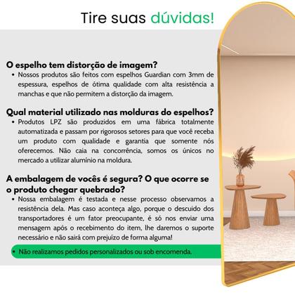 Imagem de Espelho Base Reta Corpo Inteiro 170x70 Com Suporte de Chão Moldura Alumínio Quarto Sala Decorativo