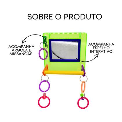 Imagem de Espelho Brinquedo Com Argola Para Ring Neck Calopsita Periquitos Cor Verde Toco Tucano