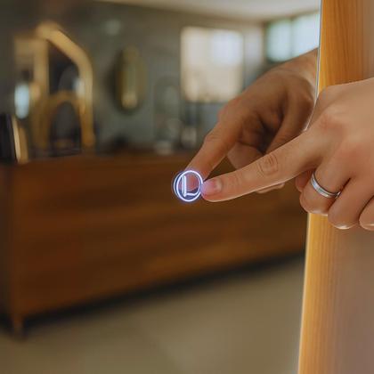 Imagem de Espelho Com led 150x40 Retangular Arqueado Grande Corpo Inteiro Decoração com LED touch Luz fria e Luz quente