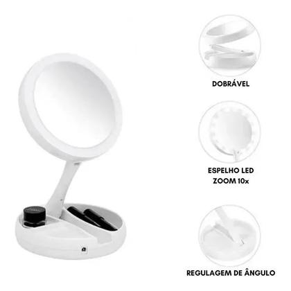 Imagem de Espelho com Led De Mesa Com Aumento 10x Led luz Dobrável Portátil Para Maquiagem