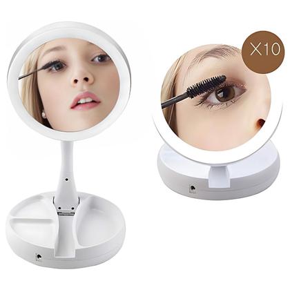 Imagem de Espelho com Led Facial Camarim Articulado Porta Maquiagem