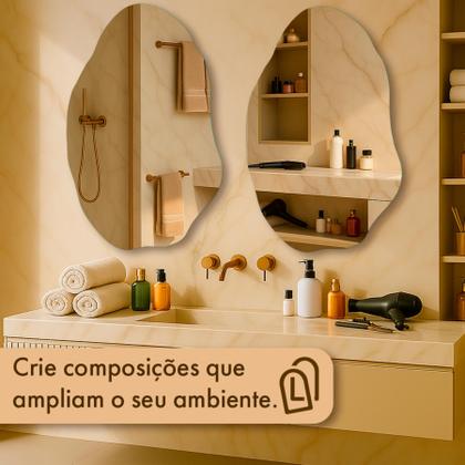 Imagem de Espelho Corpo inteiro Orgânico grande Decorativo Banheiro Sala Quarto 70x50