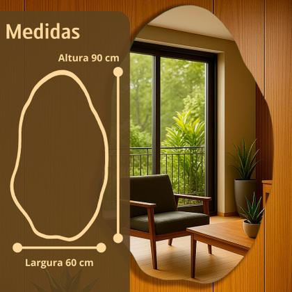 Imagem de Espelho Corpo inteiro Orgânico grande Decorativo Banheiro Sala Quarto 70x50