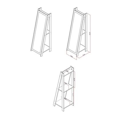 Imagem de Espelho de Chão com 2 Prateleiras Retrô 161x50cm Movelbento