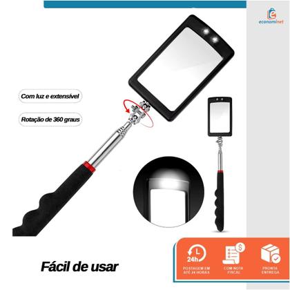Imagem de Espelho de Inspeção Telescópico com LED 280 a 870 mm Ferramenta para Visualização em Locais de Difícil Acesso