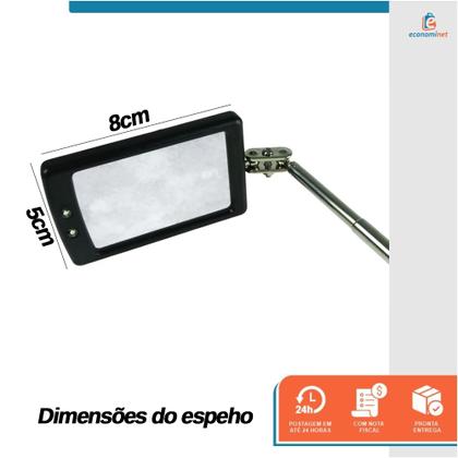 Imagem de Espelho de Inspeção Telescópico com LED 280 a 870 mm Ferramenta para Visualização em Locais de Difícil Acesso