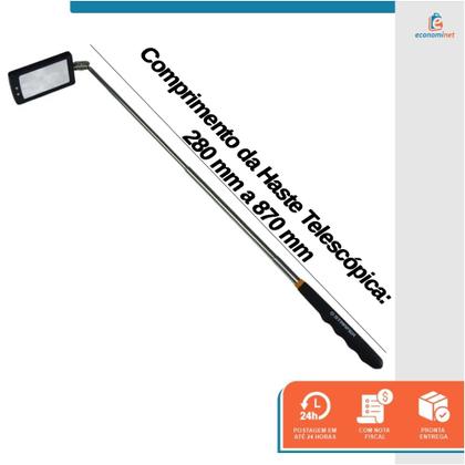 Imagem de Espelho de Inspeção Telescópico com LED 280 a 870 mm Ferramenta para Visualização em Locais de Difícil Acesso