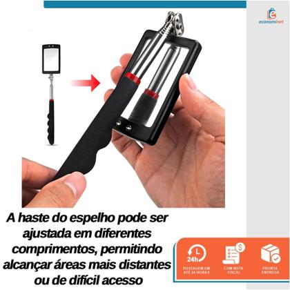 Imagem de Espelho de Inspeção Telescópico com LED 280 a 870 mm Ferramenta para Visualização em Locais de Difícil Acesso